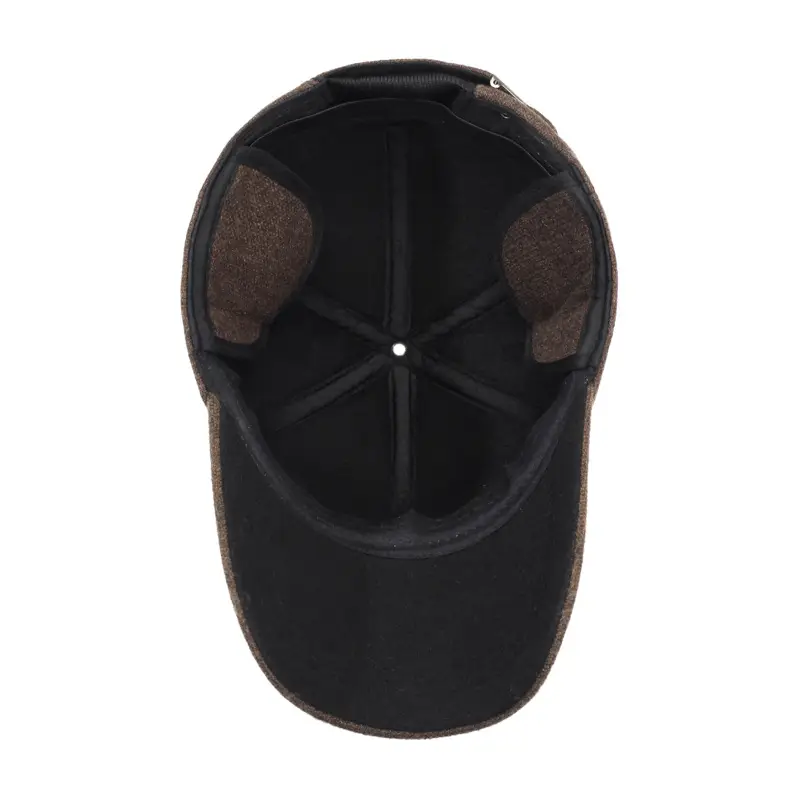 Men Woolen Baseball Cap Winter Warm Ear Protection Brown - Image 5