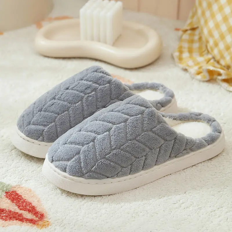 Cotton Slippers for Women 2025 New Autumn and Winter Indoor Home Non-Slip Thick Sole Plus Plush Couple Slippers for Men