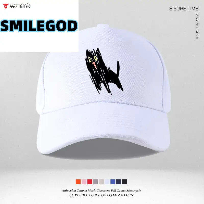 Blue Cat Graphic Baseball Cap for Girls