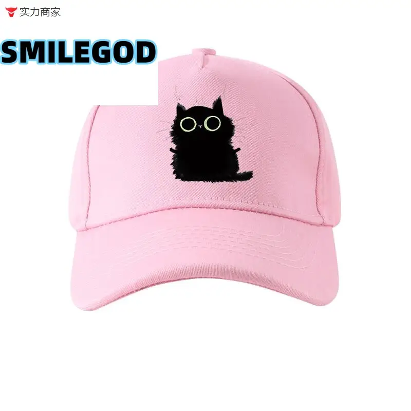 Blue Cat Graphic Baseball Cap for Girls