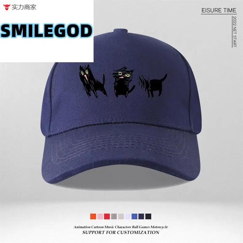 Blue Cat Graphic Baseball Cap for Girls — feature 4