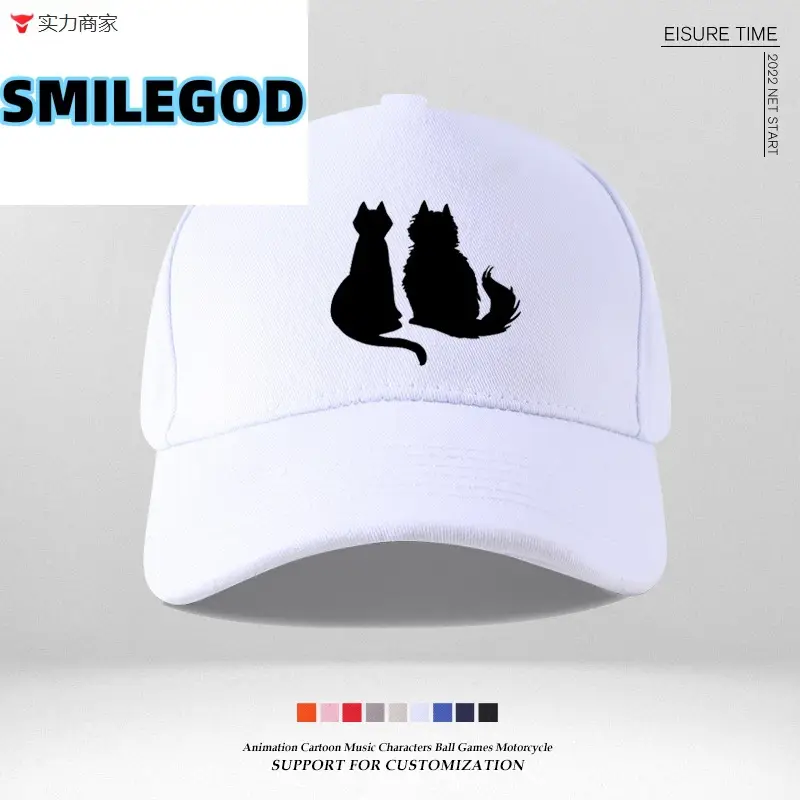 Blue Cat Graphic Baseball Cap for Girls