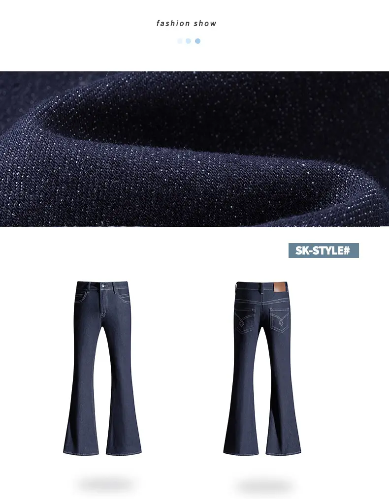 Dark Blue Micro-Flared Jeans Women 2025 Autumn — feature 3
