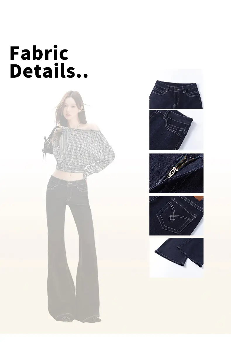 Dark Blue Micro-Flared Jeans Women 2025 Autumn — feature 6