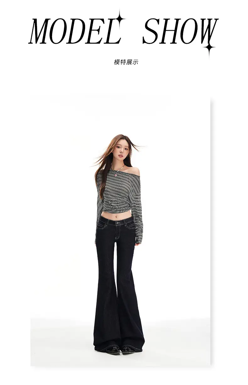Dark Blue Micro-Flared Jeans Women 2025 Autumn — feature 8