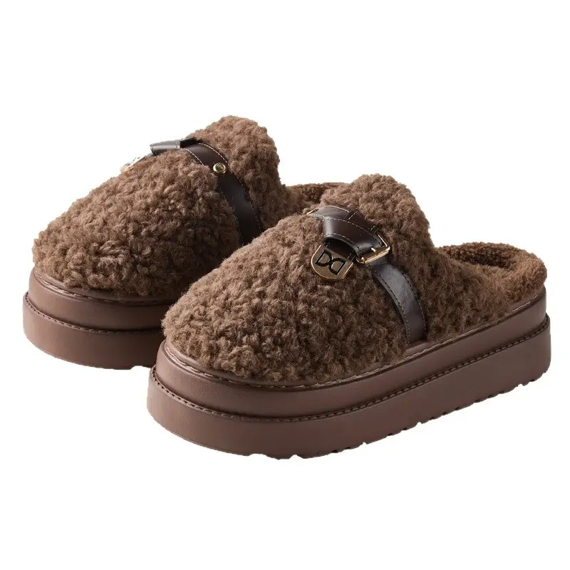 Women Cotton Slippers Warm Thick Soled Autumn Winter - Image 7