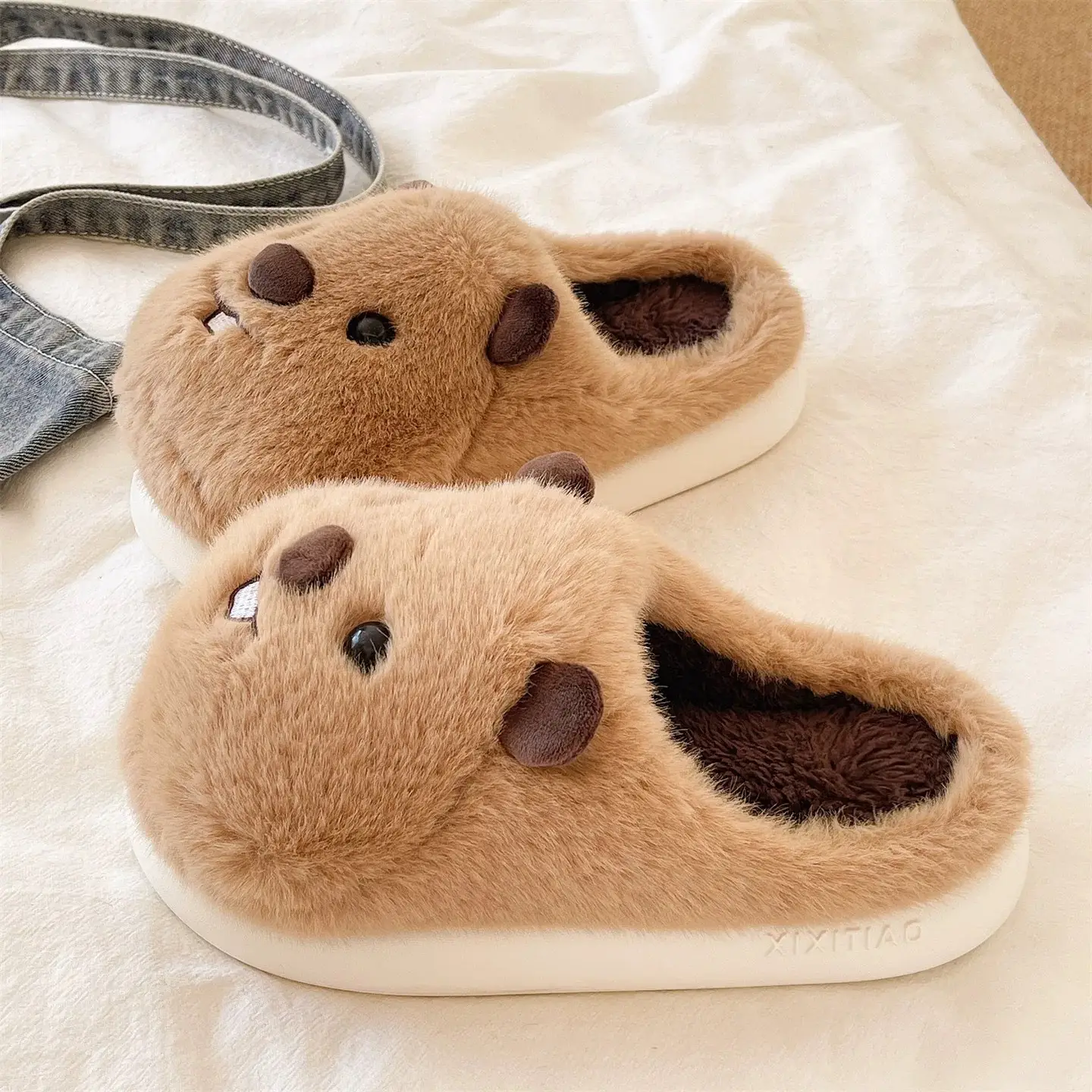 Cute Groundhog Cotton Slippers Women Winter Warm Non-Slip - Image 2
