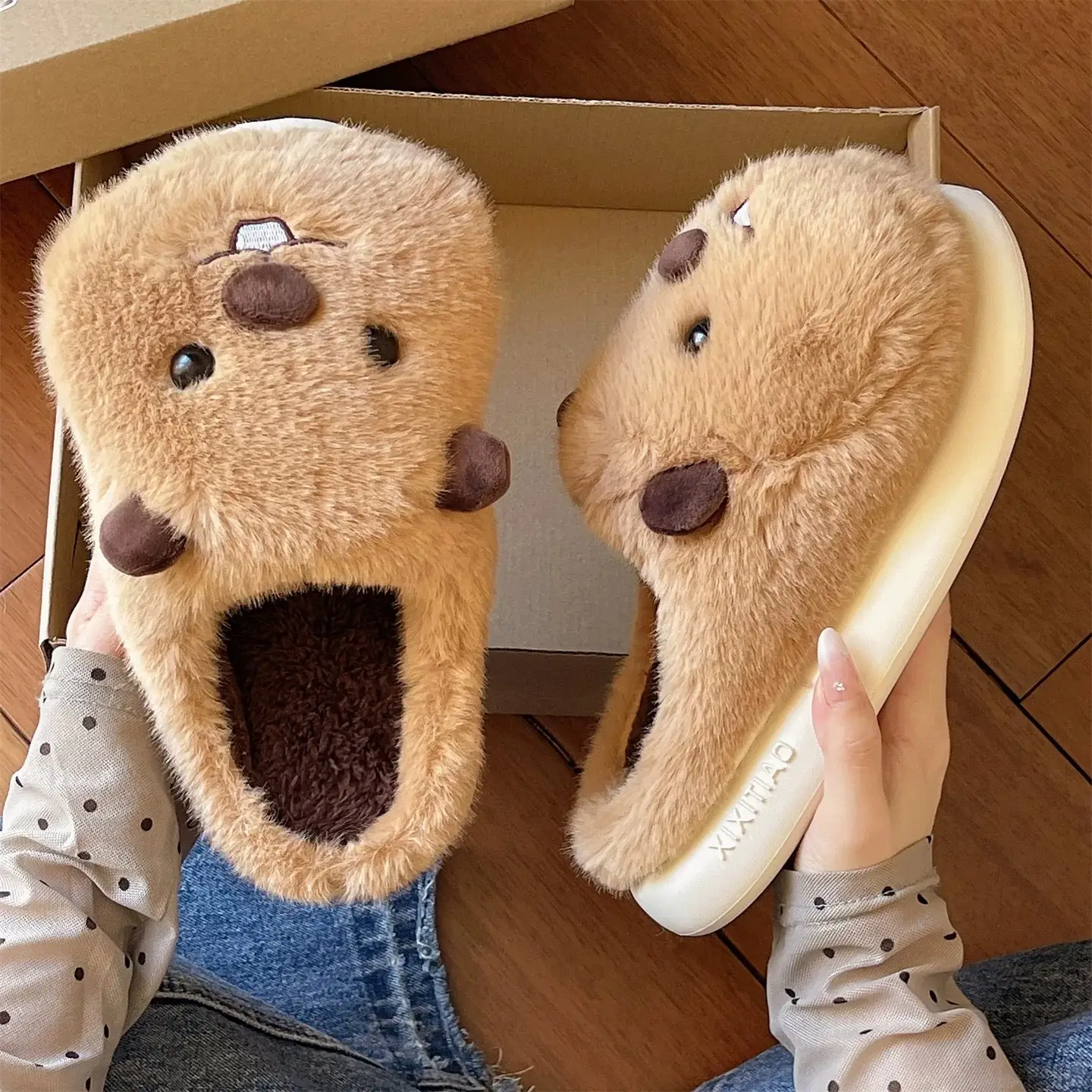 Cute Groundhog Cotton Slippers Women Winter Warm Non-Slip - Image 5