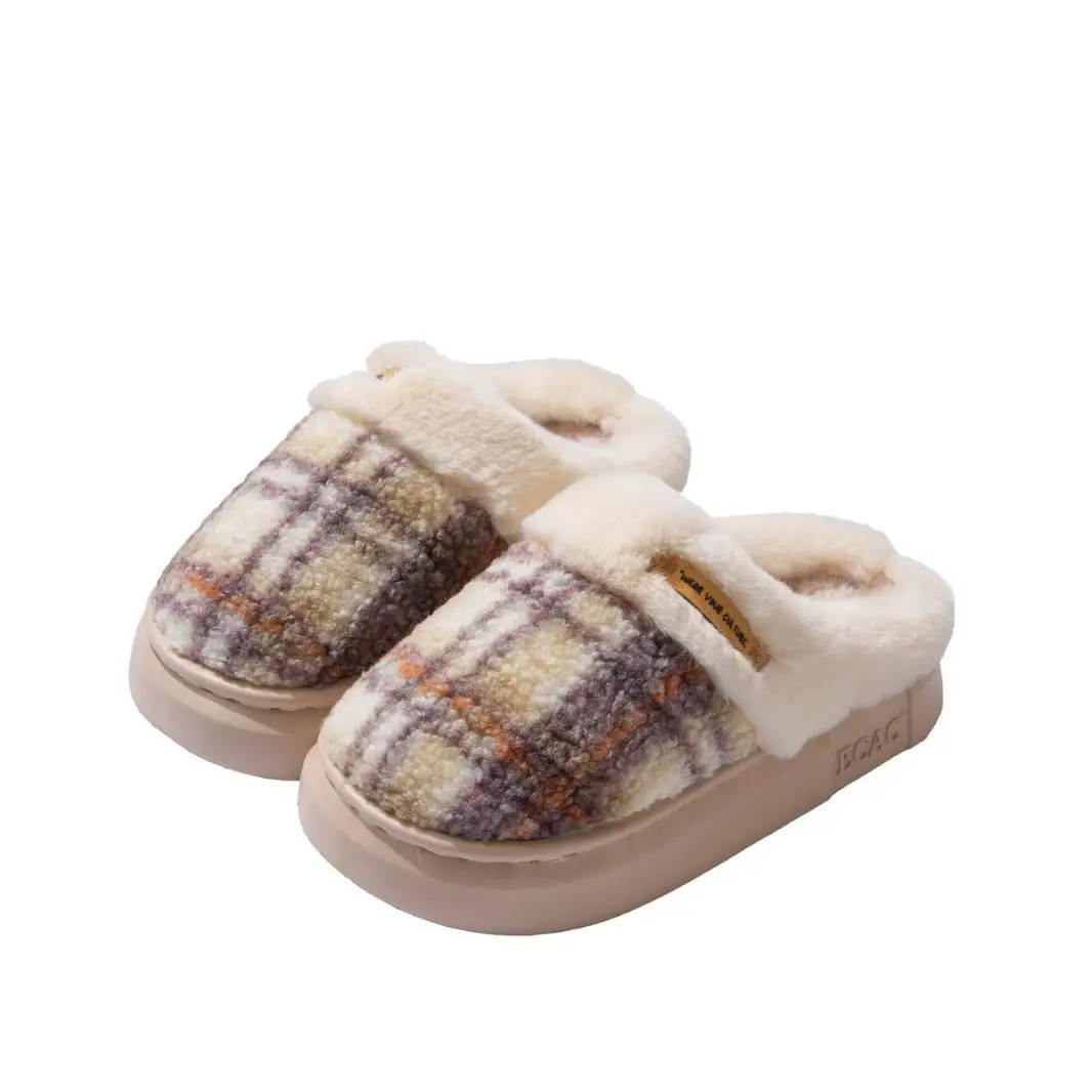2025 Non-Slip Autumn and Winter Cotton Slippers for Women Plush Color Matching Warm Shoes Indoor Couple Home Thick-Soled Lazy Cotton Slippers - Image 13