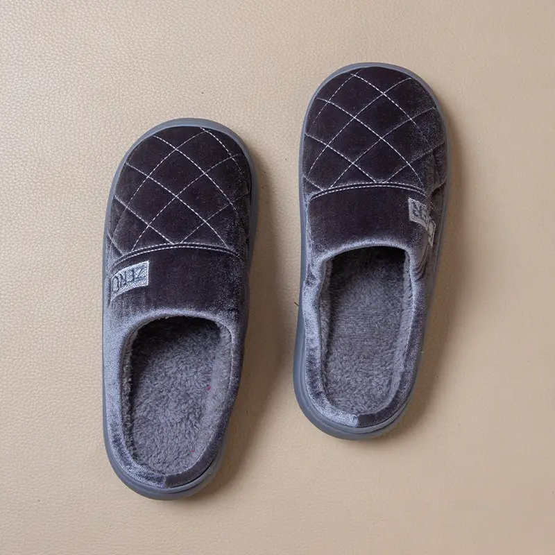 2025 Non-Slip Autumn and Winter Cotton Slippers for Women Plush Color Matching Warm Shoes Indoor Couple Home Thick-Soled Lazy Cotton Slippers - Image 5