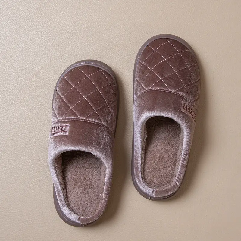 2025 Non-Slip Autumn and Winter Cotton Slippers for Women Plush Color Matching Warm Shoes Indoor Couple Home Thick-Soled Lazy Cotton Slippers - Image 8