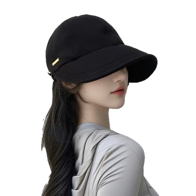 Women Black Peaked Cap with Ponytail 2025 Trend - Image 8