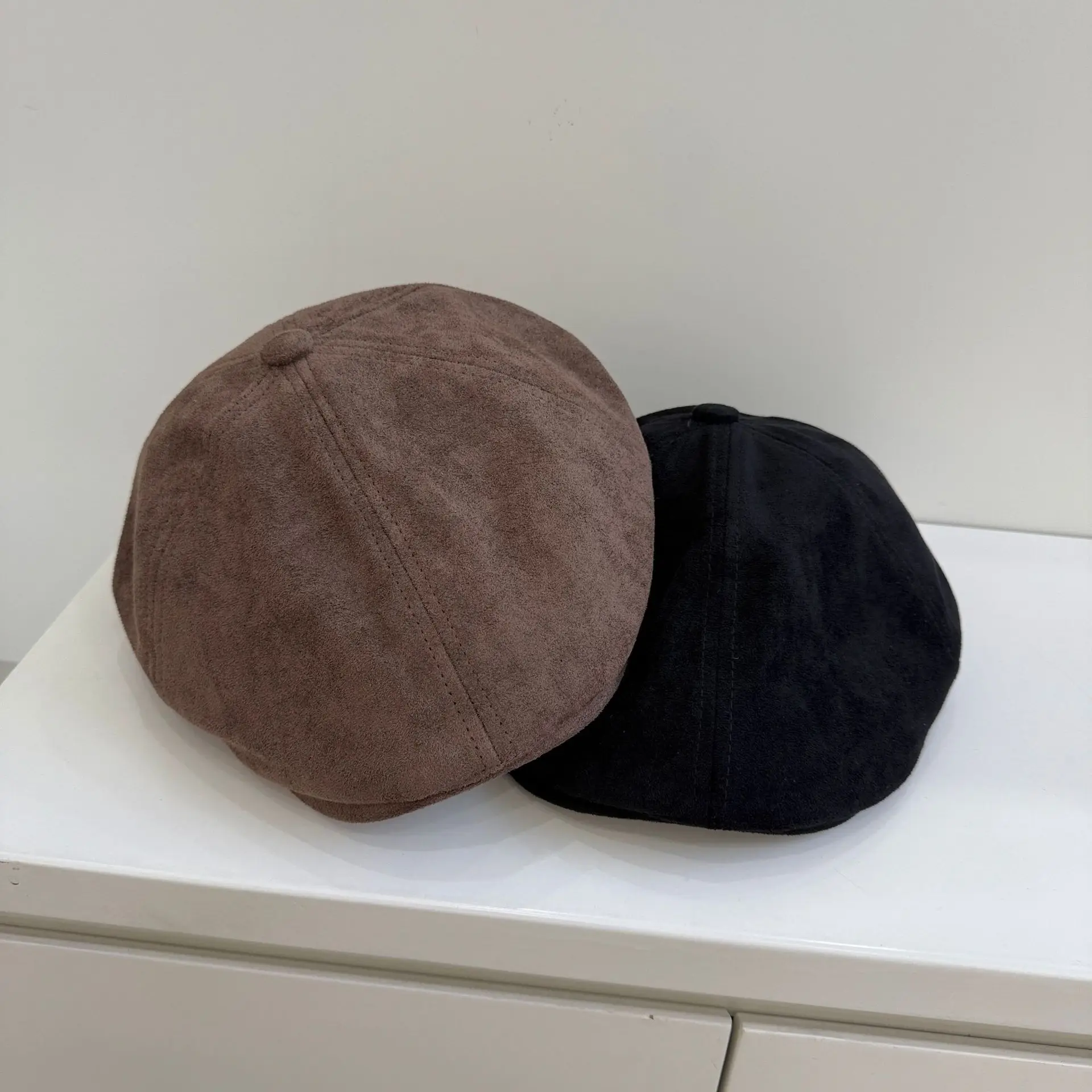 Women Adjustable Duckbill Cap Beige Black Brown - Image 4