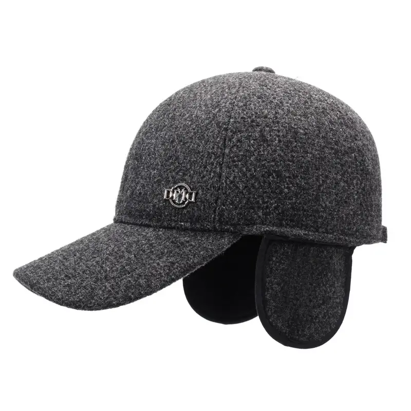Winter Velvet Baseball Cap with Ear Protection Grey - Image 6