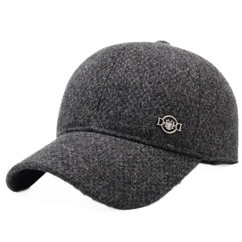 Winter Velvet Baseball Cap with Ear Protection Grey - Image 8