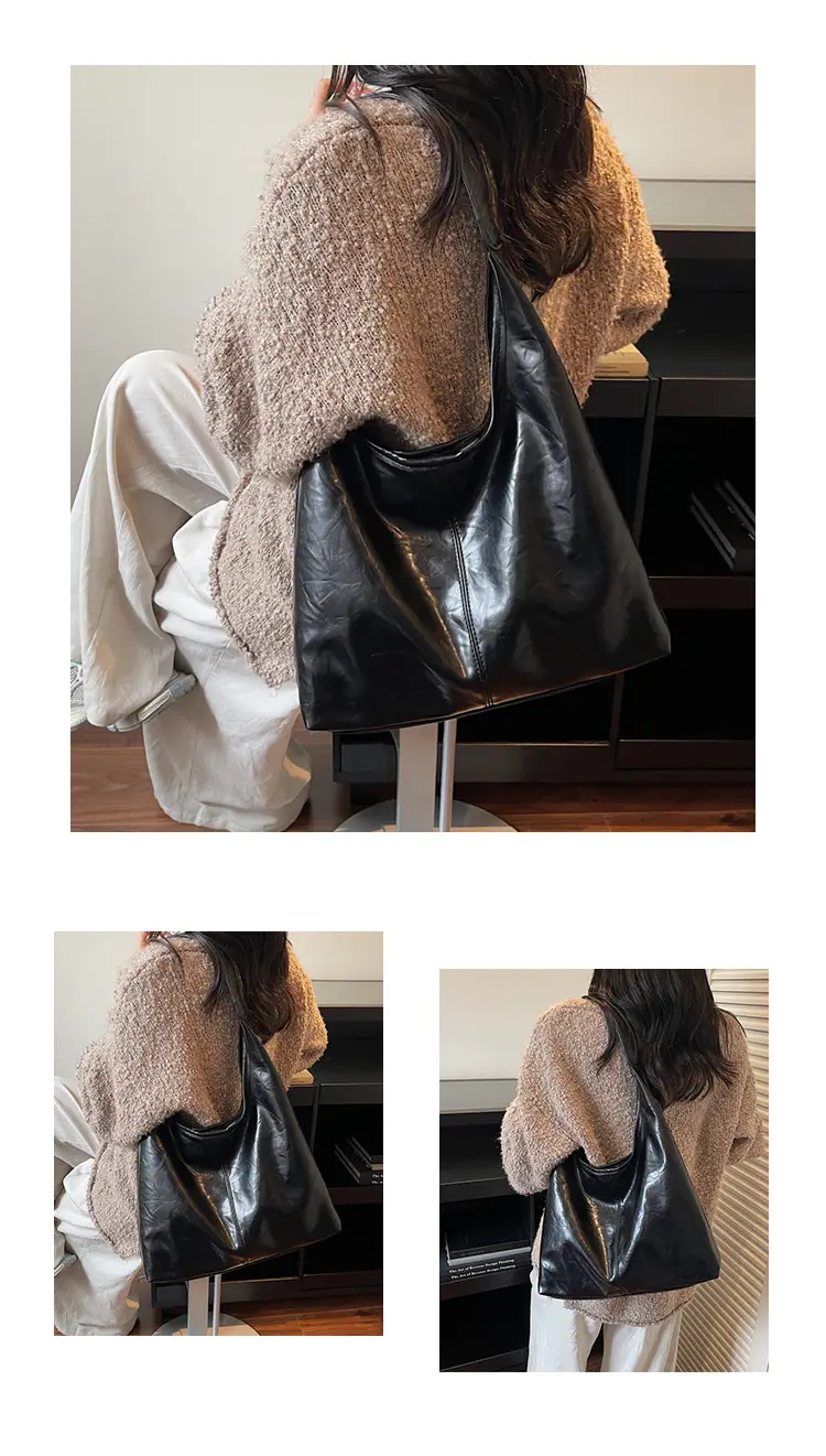 Autumn Retro Brown Leather Shoulder Tote Bag Large Capacity — feature 10
