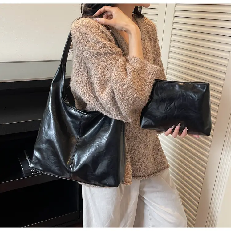 Autumn Retro Brown Leather Shoulder Tote Bag Large Capacity — feature 18