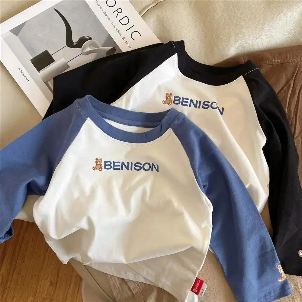 Boys Raglan Sleeve T-Shirt White Blue Medium Small — feature 8