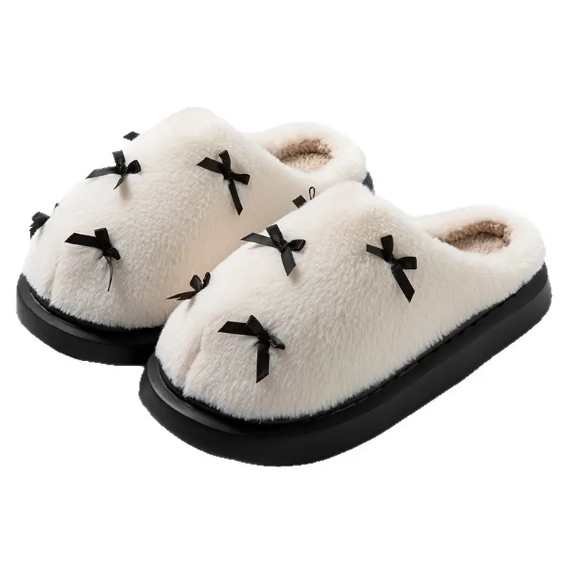 Cotton Slippers for Women in Autumn and Winter New Warm Anti-Slip Confinement Shoes Cute Bow Home Indoor Winter Cotton Slippers - Image 10