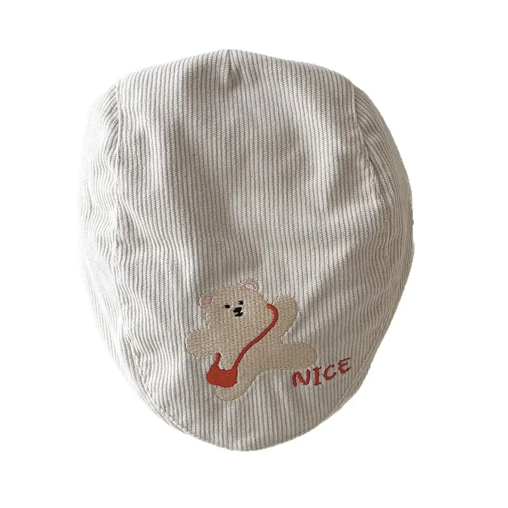 Cute Bear Corduroy Hat for Boys Girls Autumn Winter