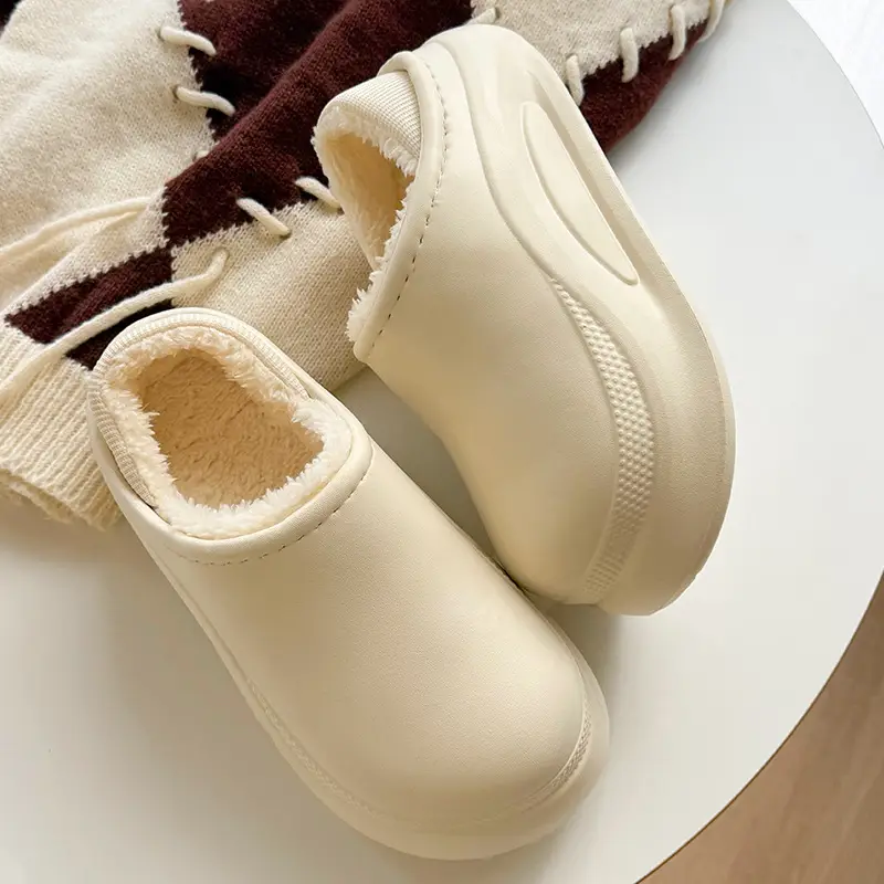 Women Winter Warm Plush Eva Slipper Cream