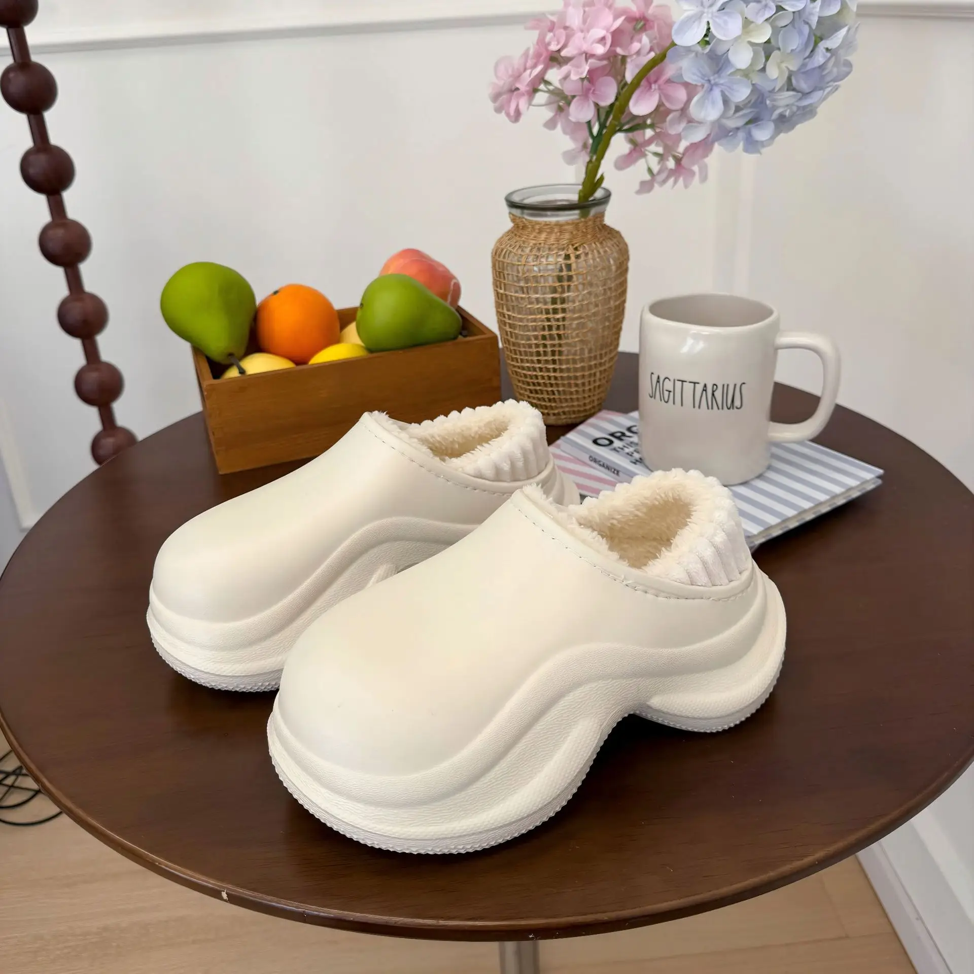 Women Winter Warm Plush Eva Slipper Cream