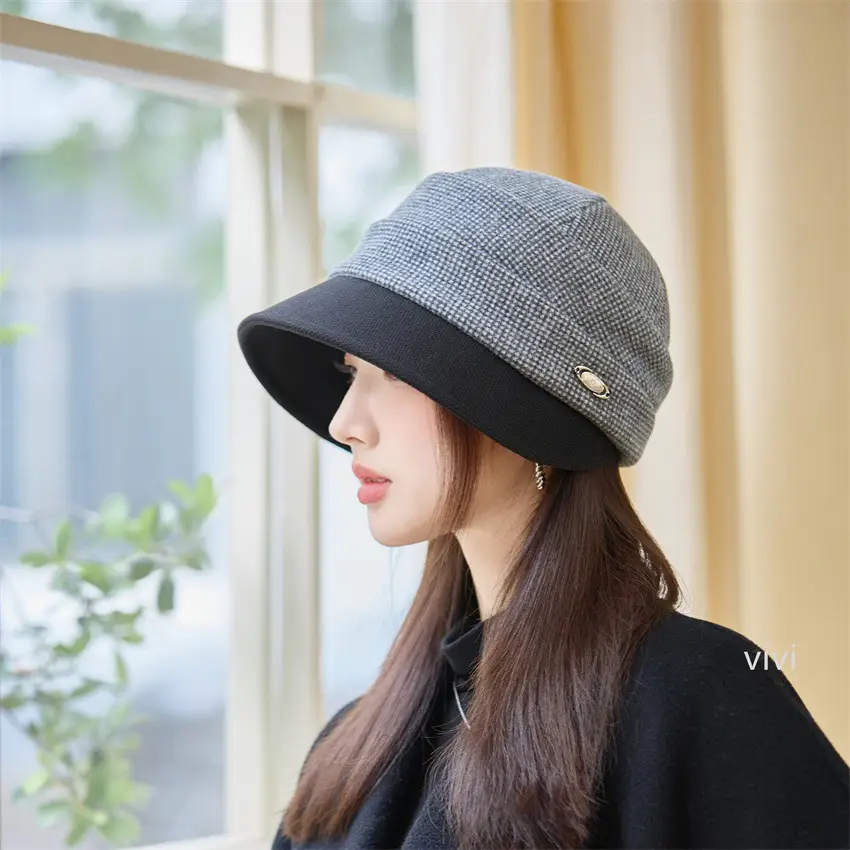 Retro Houndstooth Bucket Hat for Women — feature 1