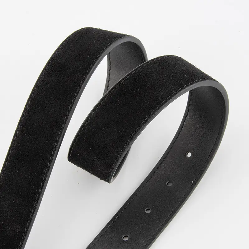 Black Square Buckle Suede Belt for Women - Image 20