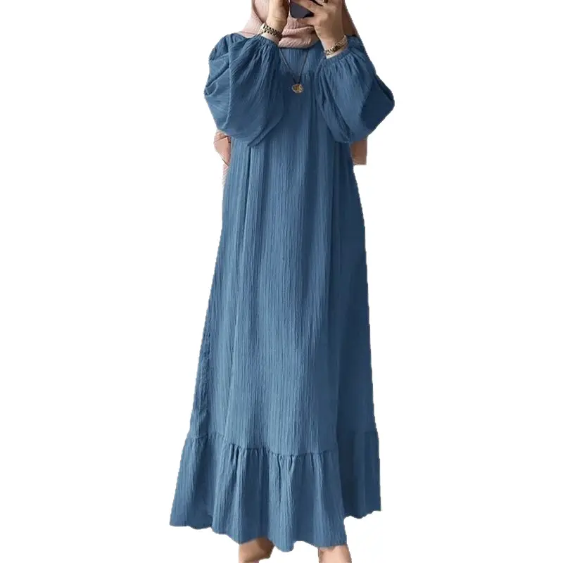 Green Long Sleeve Ruffled Muslim Robe - Image 10