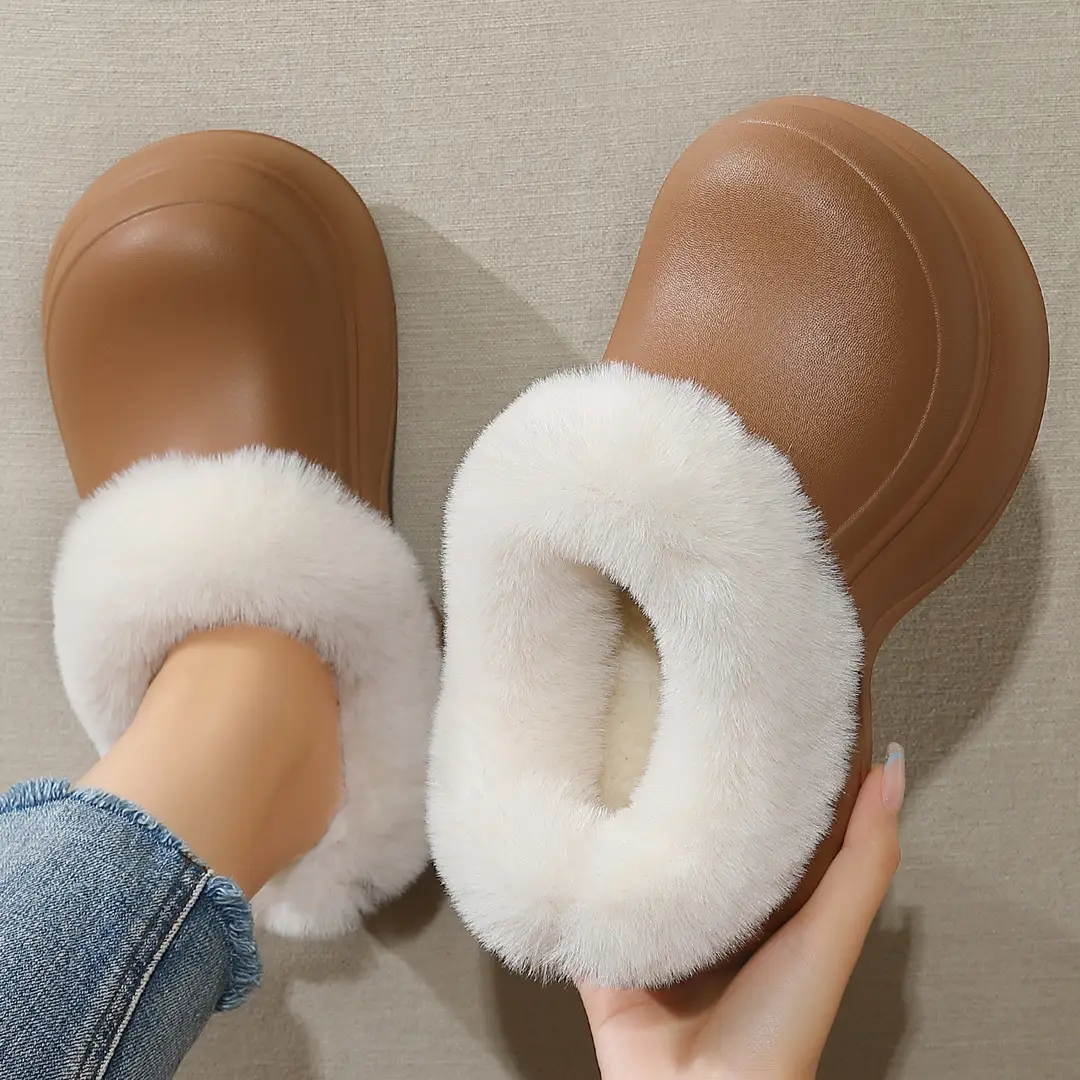 2025 New Cotton Slippers for Women with Heel, Winter Simple Outer Wear, Thick-Soled Non-Slip Plush Warm Cotton Shoes for Women Wholesale - Image 7