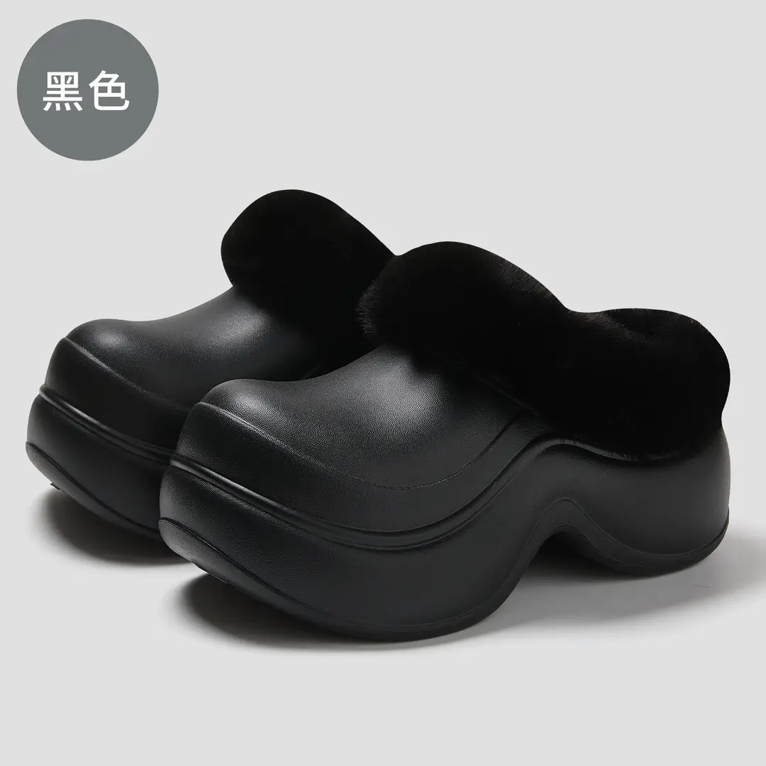 2025 New Cotton Slippers for Women with Heel, Winter Simple Outer Wear, Thick-Soled Non-Slip Plush Warm Cotton Shoes for Women Wholesale - Image 2