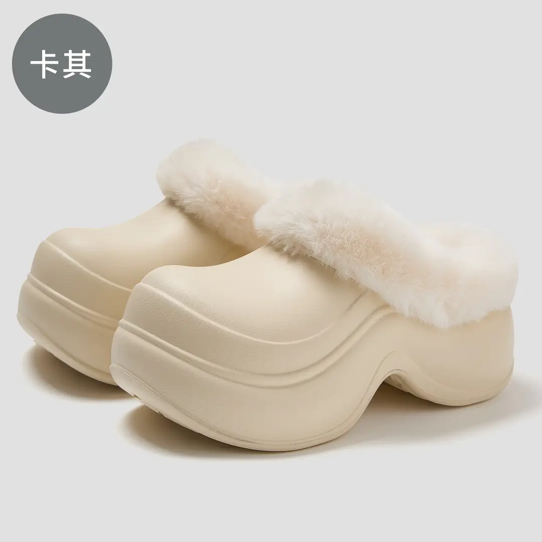 2025 New Cotton Slippers for Women with Heel, Winter Simple Outer Wear, Thick-Soled Non-Slip Plush Warm Cotton Shoes for Women Wholesale - Image 3