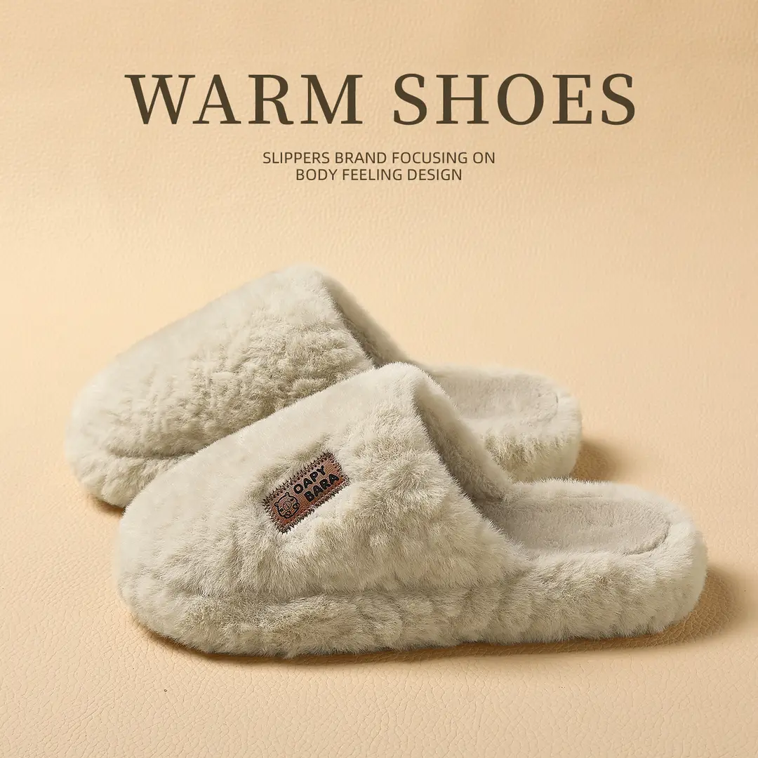 Cotton Slippers for Home, Autumn and Winter Women's Models, New Autumn and Winter Wool Slippers, Home Indoor Thick-Soled Warm Cotton Slippers Wholesale