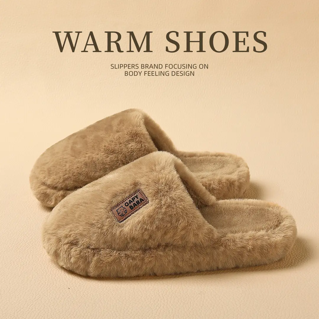 Cotton Slippers for Home, Autumn and Winter Women's Models, New Autumn and Winter Wool Slippers, Home Indoor Thick-Soled Warm Cotton Slippers Wholesale