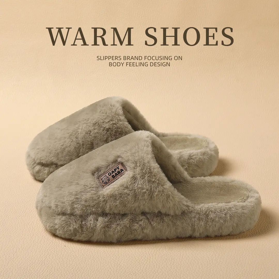 Cotton Slippers for Home, Autumn and Winter Women's Models, New Autumn and Winter Wool Slippers, Home Indoor Thick-Soled Warm Cotton Slippers Wholesale