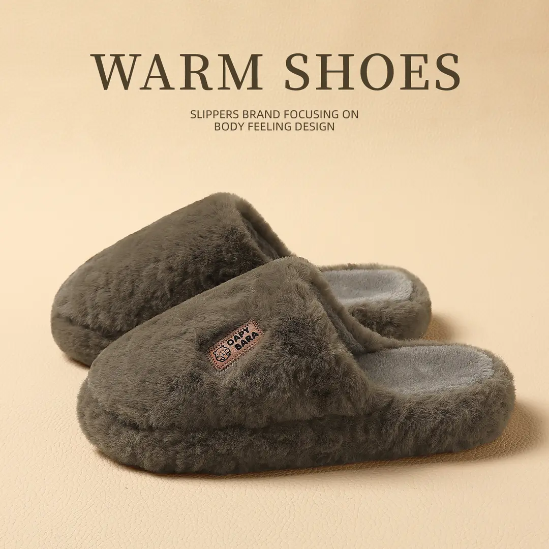 Cotton Slippers for Home, Autumn and Winter Women's Models, New Autumn and Winter Wool Slippers, Home Indoor Thick-Soled Warm Cotton Slippers Wholesale
