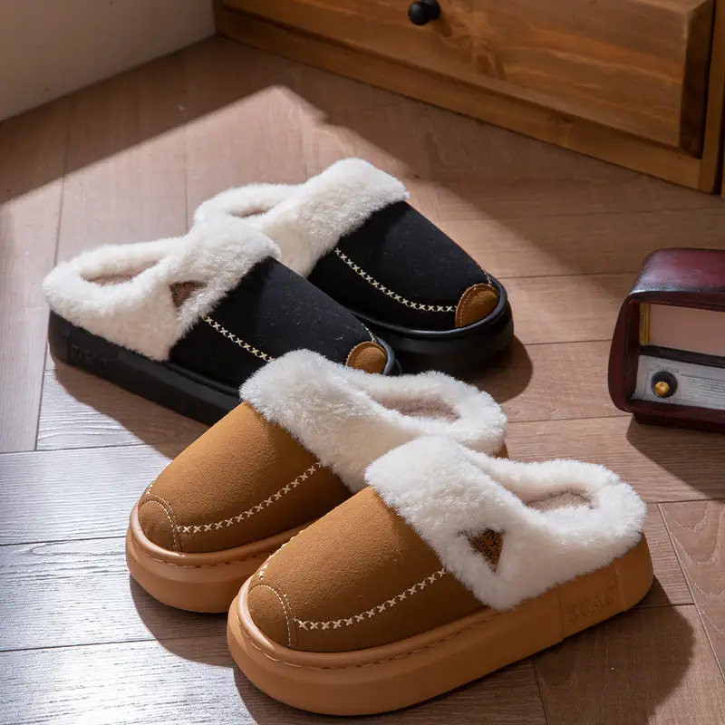 Women's Cotton Slippers Autumn and Winter 2025 New Style Outdoor Indoor Home Thick-Soled Non-Slip Plush Warm Maternity Cotton Slippers for Women - Image 7