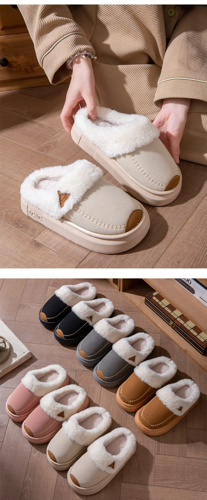 Women's Cotton Slippers Autumn and Winter 2025 New Style Outdoor Indoor Home Thick-Soled Non-Slip Plush Warm Maternity Cotton Slippers for Women — feature 10