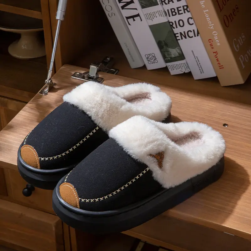 Women's Cotton Slippers Autumn and Winter 2025 New Style Outdoor Indoor Home Thick-Soled Non-Slip Plush Warm Maternity Cotton Slippers for Women - Image 3