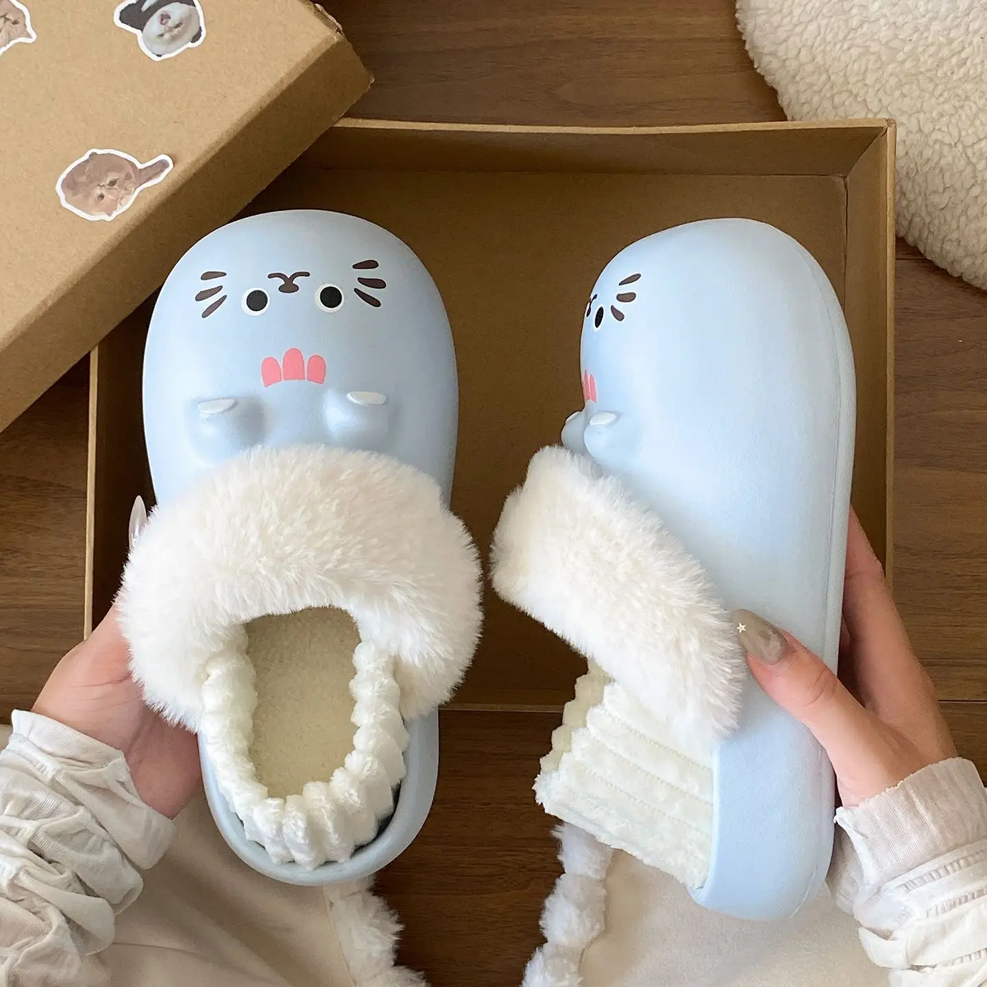 Baby Cat Printed Warm Slippers for Women Winter - Image 10