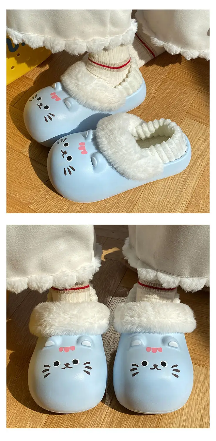 Baby Cat Printed Warm Slippers for Women Winter — feature 17