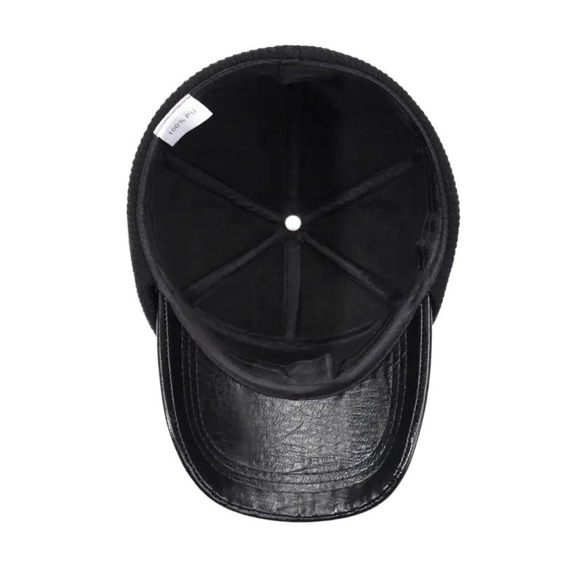 Winter Warm Brown Leather Cap for Men Elderly