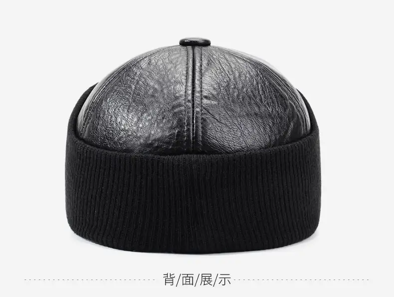 Winter Warm Brown Leather Cap for Men Elderly — feature 10