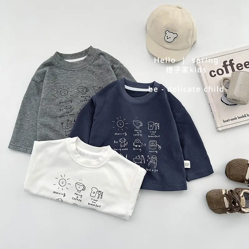 Boys Long Sleeve Cartoon Printed T-Shirt White Spring - Image 9