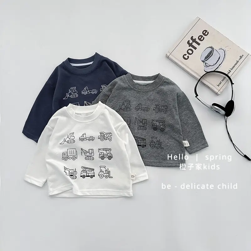 Boys Long Sleeve Cartoon Printed T-Shirt White Spring - Image 11