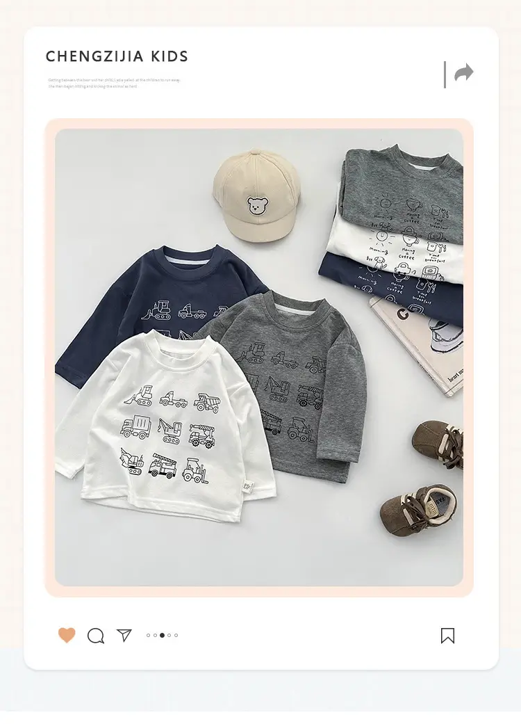 Boys Long Sleeve Cartoon Printed T-Shirt White Spring — feature 1