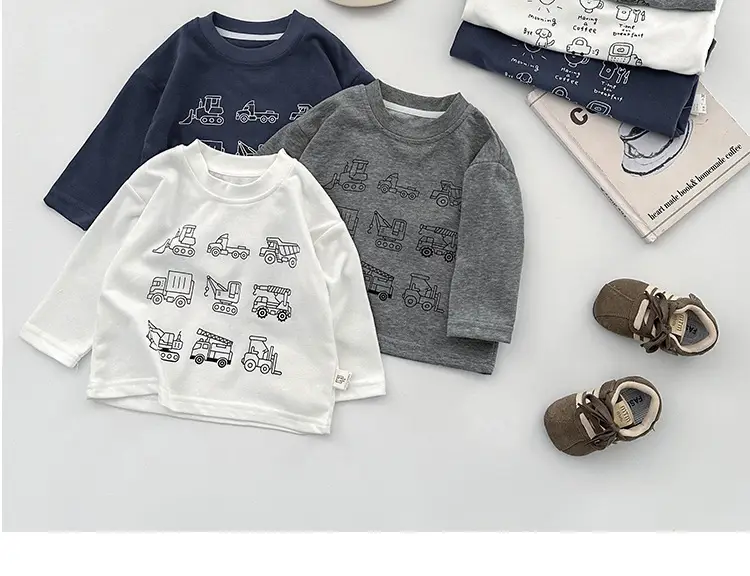 Boys Long Sleeve Cartoon Printed T-Shirt White Spring — feature 6