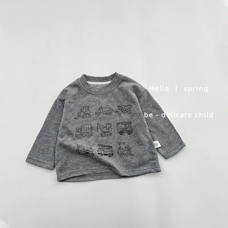 Boys Long Sleeve Cartoon Printed T-Shirt White Spring - Image 3