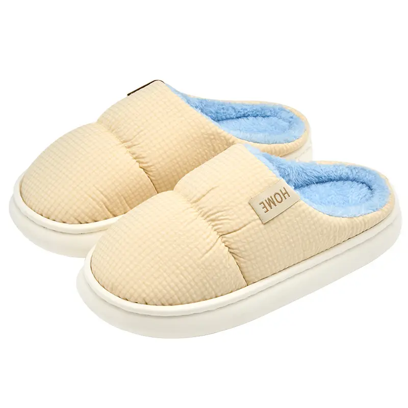 Women Winter Cotton Slippers Grey Warm Plush