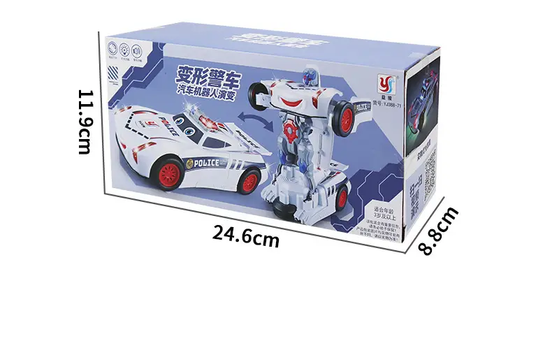 Douyin Electric Transforming Police Car Robot Toy Light Music Universal Driving Boy Transforming Toy Car Wholesale — feature 12